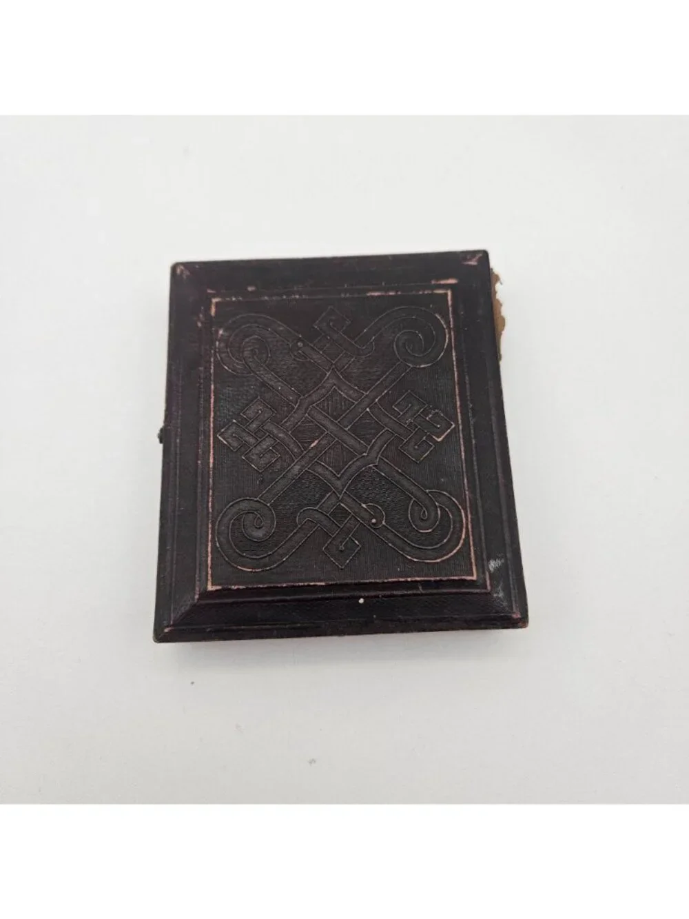 Antique Leather Red Velvet Pheasant Scene Daguerreotype Case